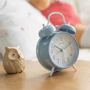 Imagem de Despertadores Despertador analógico azul operado por bateria, adequado para quarto, sala de estar, estudo, dormitório escolar, criativo, despertador de mesa Relógio de cabeceira