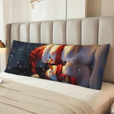 Imagem de Capa de travesseiro de corpo de boneco de neve de Natal microfibra longas para presente para mulheres e homens, fronha de corpo ultra macia e aconchegante com zíper oculto para decoração de casa 50 x
