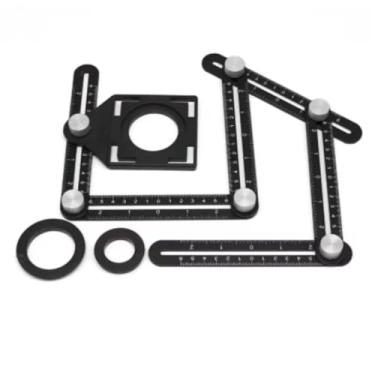 Imagem de Régua De Alumínio Dobrável De Medição Multi Ângulo./Marcador Para Dois Furos Régua Multi Ângulo Obra Pedreiro ferramenta profissional de piso de madeira, régua de medição