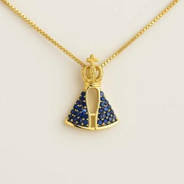 Imagem de Colar Nossa Senhora Aparecida Feminino Banhado a Ouro 18k com Pingente