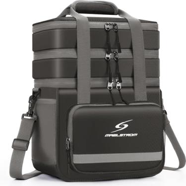 Imagem de Maelstrom Lancheira grande isolada Foodie Buds, refrigerador dobrável à prova de vazamento, bolsa portátil para escola, trabalho, escritório, atividades ao ar livre em família - grande, cinza