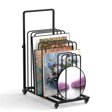 Imagem de lukar Rack de armazenamento de tela de arte, organizador de arte, rack de secagem de arte com rodas e alça, cavaletes ajustáveis suporte de lona para sala de aula, estúdios de arte, obras de arte