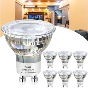 Imagem de Vinaco Lâmpadas Led Gu10 Não Reguláveis, 6 Peças, Lâmpada Mr16 De Longa Duração, 2700K, Branco Quente, Sem Cintilação, 450Lm Gu 10, 5W (Equivalente A 50W), 120V 50W Para Iluminação Trilhos