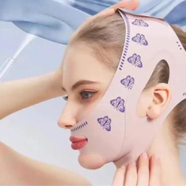 Imagem de Faixa Facial Modeladora para Redução de Papada e Flacidez, Máscara Anti-idade com Ajust...
