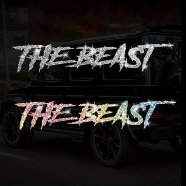Imagem de Decalque de carro brilhante "A Fera" autoadesivo PVC brilhante adesivo para carros, caminhões, motocicletas, capa de porta multidecoração adesivo (branco e colorido)