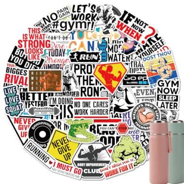 Imagem de iuiYimu Adesivos de academia, 50 adesivos de fitness, adesivos de treino para laptop, guitarra, mala, scrapbook, garrafas de água, decalques engraçados para adolescentes, adultos, crianças, meninos
