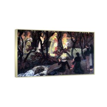 Imagem de RYLJCZ Paul Sérusier Reprodução de pinturas a óleo - Visão prés du torrent - Impressão de arte de paisagem vintage - Arte de parede em tela para decorações de casa e escritório 80 x 130 cm (31,5 x