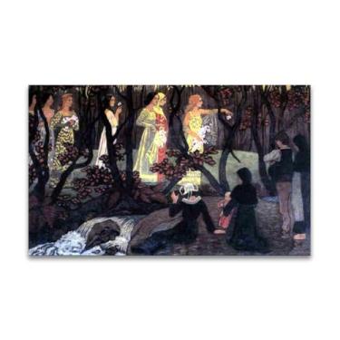 Imagem de RYLJCZ Reprodução de pinturas a óleo Paul Sérusier - Visão prés du torrent - Impressão de arte de paisagem vintage - Arte de parede em tela para decorações de casa e escritório 50 x 80 cm (19,7 x 31,5