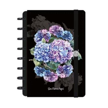 Imagem de Caderno de Disco Inteligente Personalizado Iscool P Floriografia Hortênsias Preto