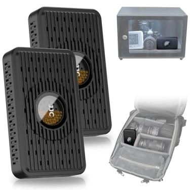 Imagem de Pacote com 2 Desumidificadores Dessecantes Recarregáveis para Armazenamento com Cabo USB-C, Reutilizável, Portátil, Absorvedor de Umidade, Indicador de Cores, Contas de Gel de Sílica para Arma Segura