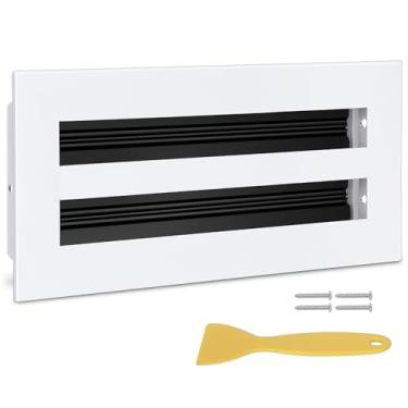 Imagem de Capa de ventilação AC moderna 10x4, saída de ar branca decorativa (recorte de abertura do duto), difusor de slot linear padrão de alumínio, baixo ruído - grade de registro para teto, paredes e pisos