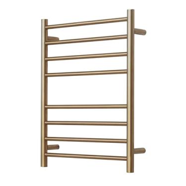 Imagem de SHARNDY Aquecedor de toalha elétrico - Toalheiro aquecido de parede para banheiro, design plug-in e acabamento de aço inoxidável escovado dourado