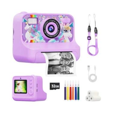 Imagem de Câmera Digital Infantil Com Impressão Instantânea Térmica Para Fotos E