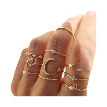 Imagem de Anel Aberto de Cristal Acrílico Dourado Rosa - Para Madrinhas e Casame