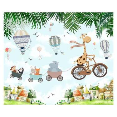 Imagem de Papel de Parede Adesivo Infantil Safari Animais Bebe Quarto - 615pcm -
