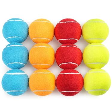 Imagem de Prime Pets Bolas de tênis para cães, 2,5 polegadas, pacote com 12, brinquedo de cachorro estridente, bola interativa de busca de animais de estimação para cães médios e grandes, brinquedos para cães