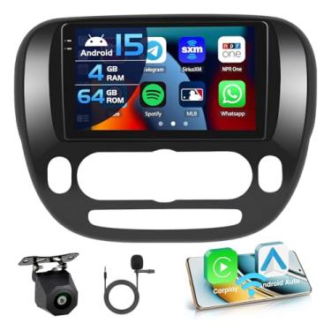 Imagem de Inefala 4G 64G para Kia Soul Manual A/C 2014-2017 Rádio CarPlay 22.9 cm Incell Touchscreen Estéreo para carro Android 15 Android Auto Bluetooth 5.0 GPS WiFi 18UI Câmera de backup