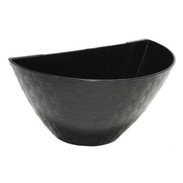 Imagem de Vaso De Parede Rattan Preto 1l 20x11x11cm De Plástico