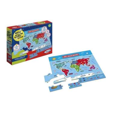 Imagem de Quebra-cabeça Mapa Mundi Em Madeira Quebra Cabeça Do Mundo