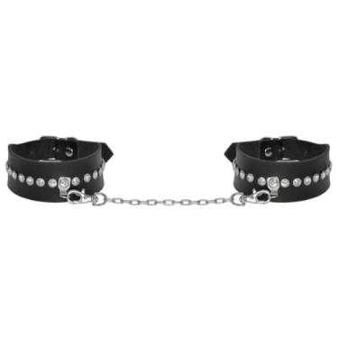 Imagem de Tornozeleira Princess Ajustável Algemas de Tornozelo 40cm com Pedras Brilhantes para Casais DX4294 (PRETO)