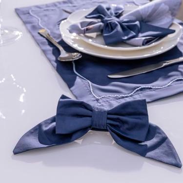 Imagem de Plumasul Porta Guardanapo Bella Mesa Laço 100% Algodão Cetim 400 fios - Cor Azul
