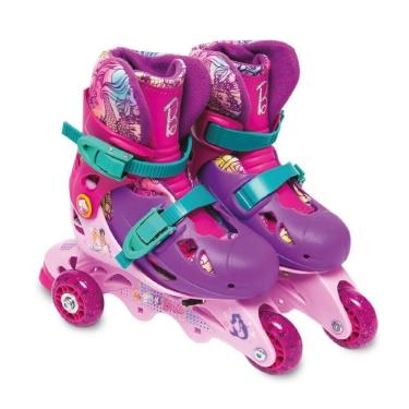 Imagem de Barbie - Patins 3 Rodas Ajustável 33 à 36  - Com acessórios de segurança - Fun Divirta-se