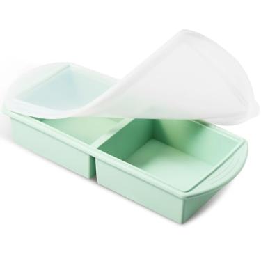 Imagem de Bandejas de silicone para freezer com tampa, bandeja de cubos de gelo para alimentos, moldes grandes de cubos de gelo, recipientes para congelar e armazenar sopa, molho, caldo e sobras (estilo 1)