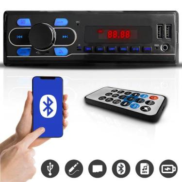 Imagem de Mp3 Player Som Carro Automotivo Bluetooth Sd USB Rádio 1 Din - H-tech