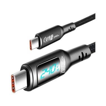 Imagem de Cabo Tipo C Para USB C De 240W Com Display LED, Cabo De Carregamento R