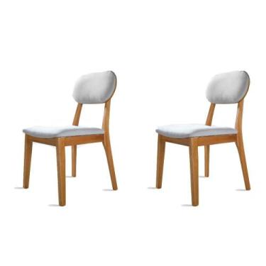 Imagem de Kit 2 Cadeiras Dalia Madeira Maciça Tauari e Linho Prata - Móveis Mund