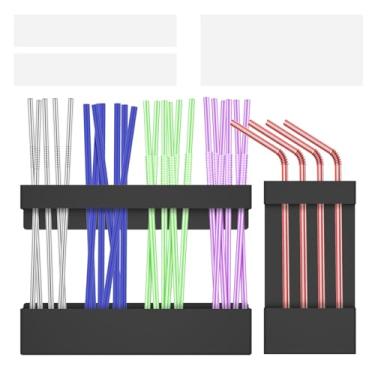 Imagem de Suporte magnético para canudos, suporte de canudo para porta de armário, organizador de canudo para armário de geladeira, organizador de canudos, dispensador reutilizável de canudos de aço titânio com