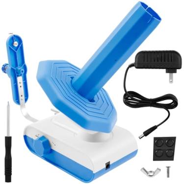 Imagem de Enrolador de fios, enrolador de bolas de fio elétrico para crochê com forte tensão, velocidade contínua, ajudante de fio giratório para entusiastas de tricô (azul)