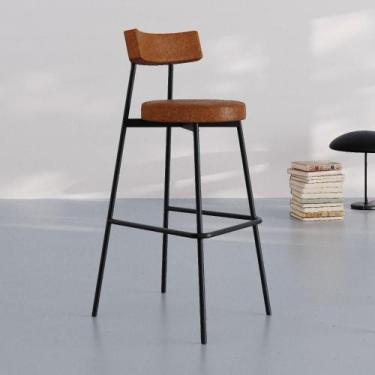 Imagem de Conjunto 4 Banquetas Altas Stout Revestimento Sintético Est.Preta - Me