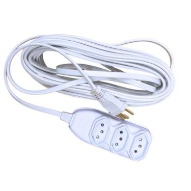 Imagem de Extensão 3 Vias 2P 250V Cabo PP 10m Branco Pluzie