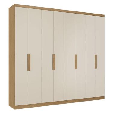 Imagem de Guarda Roupa Casal Milan 8 Portas Capuccino Off White Acetinado - THB