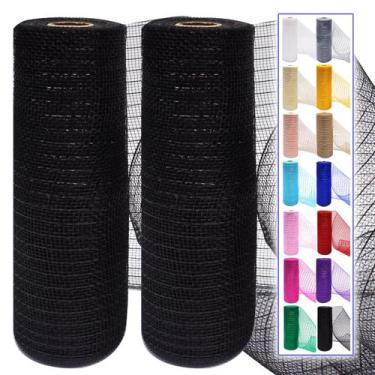 Imagem de Rolos de fita de malha Deco Ableme Deco Black 10 cm x 9 m (2 unidades)