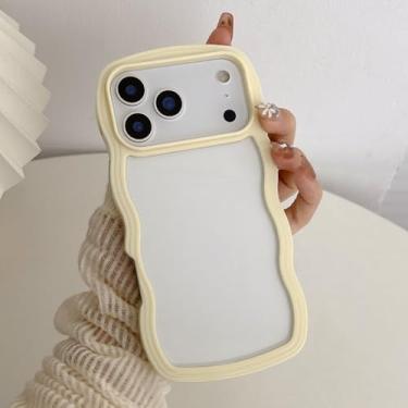 Imagem de QLTYPRI Capa compatível com iPhone 17 Pro, linda moldura ondulada encaracolada transparente para meninas e mulheres, capa protetora de silicone TPU macio transparente à prova de choque para iPhone 17