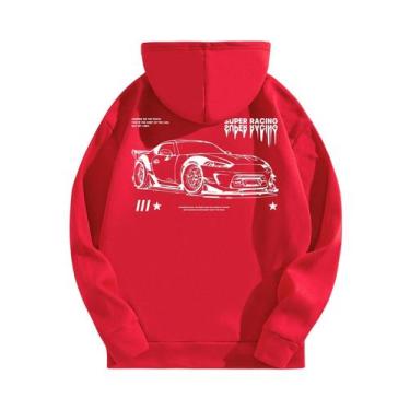 Imagem de Moletom soly hux estampado de grandes dimensões para homens vermelho X