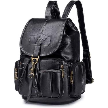 Imagem de Mochila Vintage de Couro Sintético Resistente à Água para Estudantes e Viagens