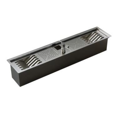 Imagem de Calha Inox Slim 87x17cm Úmida para Pratos Talheres Copos Detergente Es