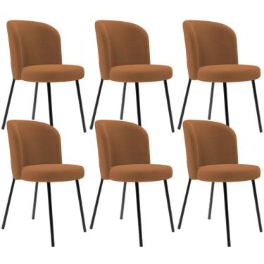 Imagem de Kit 6 Cadeiras Sala de Jantar Estofada Gavi L02 Bouclê Terracota - Lyam Decor