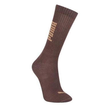 Imagem de Meia Puma Cano Longo Esportiva Masculina, Marrom, 39/43