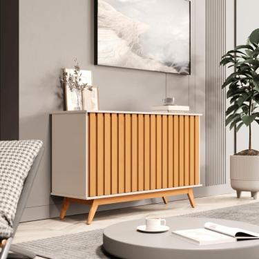 Imagem de Balcao Buffet 3 portas Ripado 1,36 Juçara Off White Nature