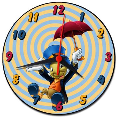 Imagem de Relógio de Parede Pinoquio Grilo Falante Jiminy Cricket