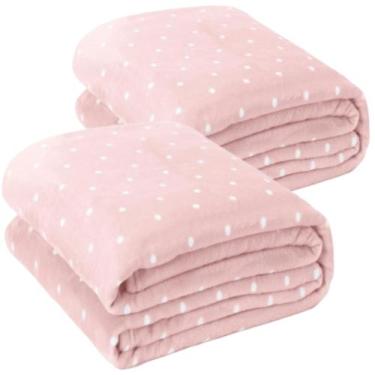 Imagem de Kit 02 Cobertor Manta Casal Queen Size Poá Bolinha Softy 2,40 x 2,20 T