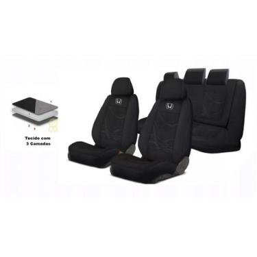 Imagem de Conjunto Personalizado Estofado Civic 05-12 + Volante + Chaveiro - Fer