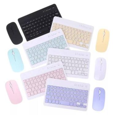 Imagem de Kit Teclado Mouse Sem Fio Bluetooth Tablet Notebook Color - Kit Mouse 