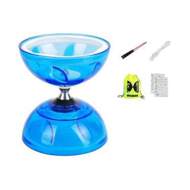 Imagem de harayaa Conjunto de brinquedos Diabolo chinês Conjunto de Diabolo infantil resistente com bolsa de armazenamento Presentes Roda dupla Diabolos profissional, S Blue