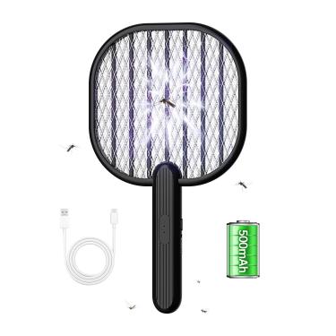 Imagem de Raquete de mata-moscas elétrico, matador de mosquitos de 3500 V com USB recarregável, controle de pragas, exterminador de mosquitos e caçador de insetos para uso interno, casa, quintal, pátio