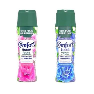 Imagem de Comfort Boom Amaciante em Cristais, Kit com 2 Unidades, Perfume Longa Fixação 12 Semanas, Explosão Floral e Explosão de Frescor, 275g Cada